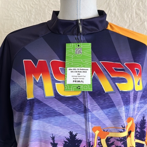 Primal Back to the Bike Trail Purple Golden Yellow Bike Jersey NWT 2XL Raglan - Picture 2 of 12